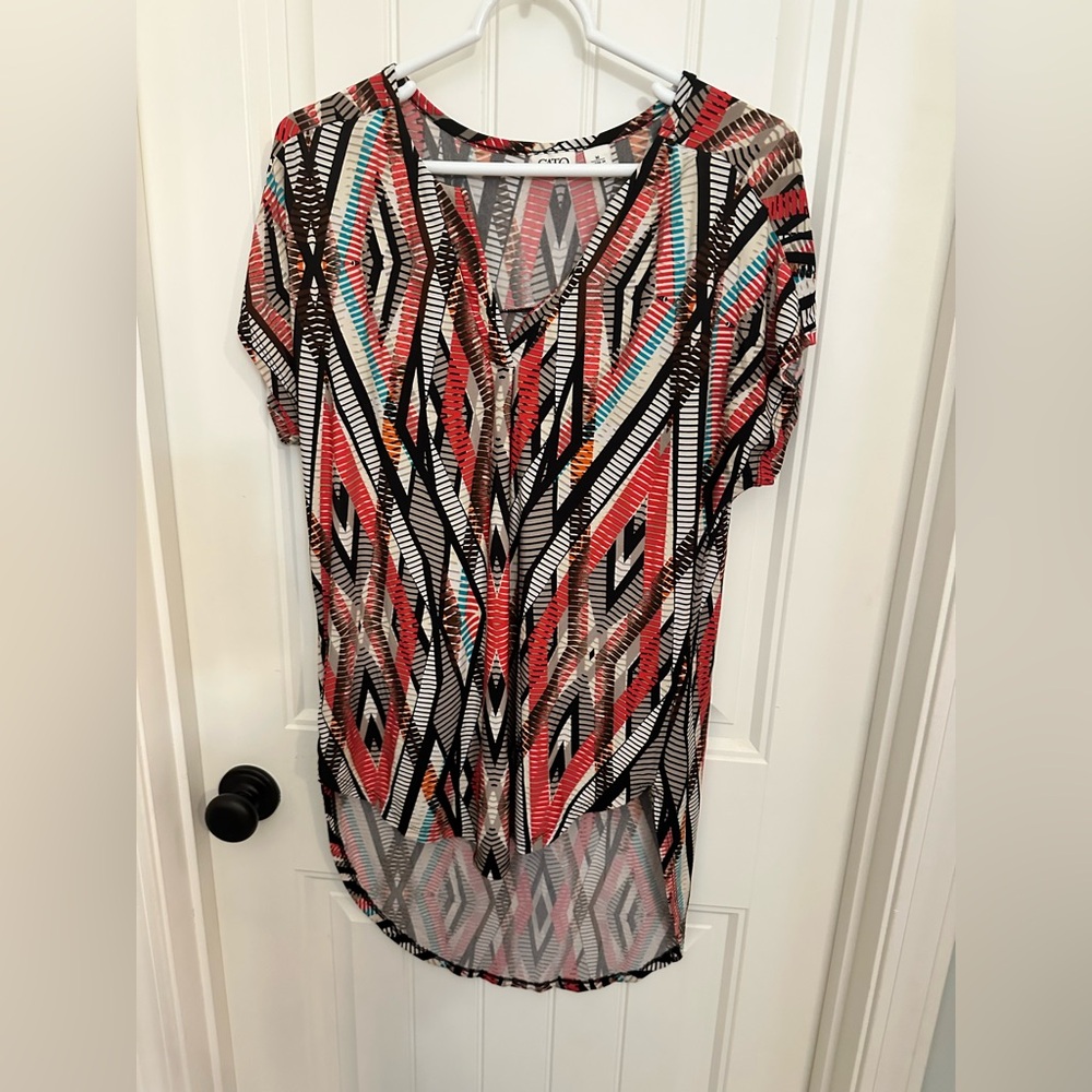 Geometric print hi-lo tunic